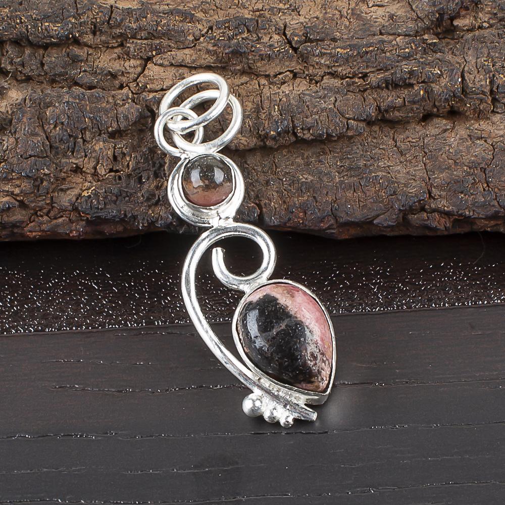 

Украшения из драгоценного камня черный родонит, кулон из стерлингового серебра 925 пробы ручной работы, великолепный серебряный кулон-цепочка для свадебного подарка 1.47 inches чёрный