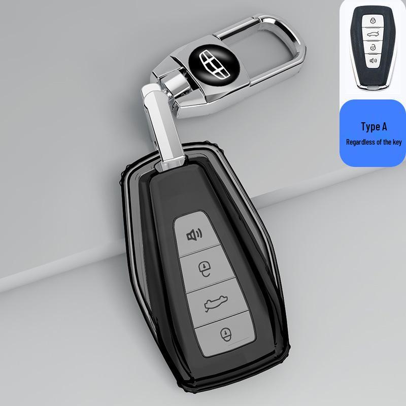 Pouzdro na klíč Geely pro Boyue, Binrui, Xingrui, Geometry E, Emgrand, Icon, Vision, Xingyue L - Průhledný obal s přezkou