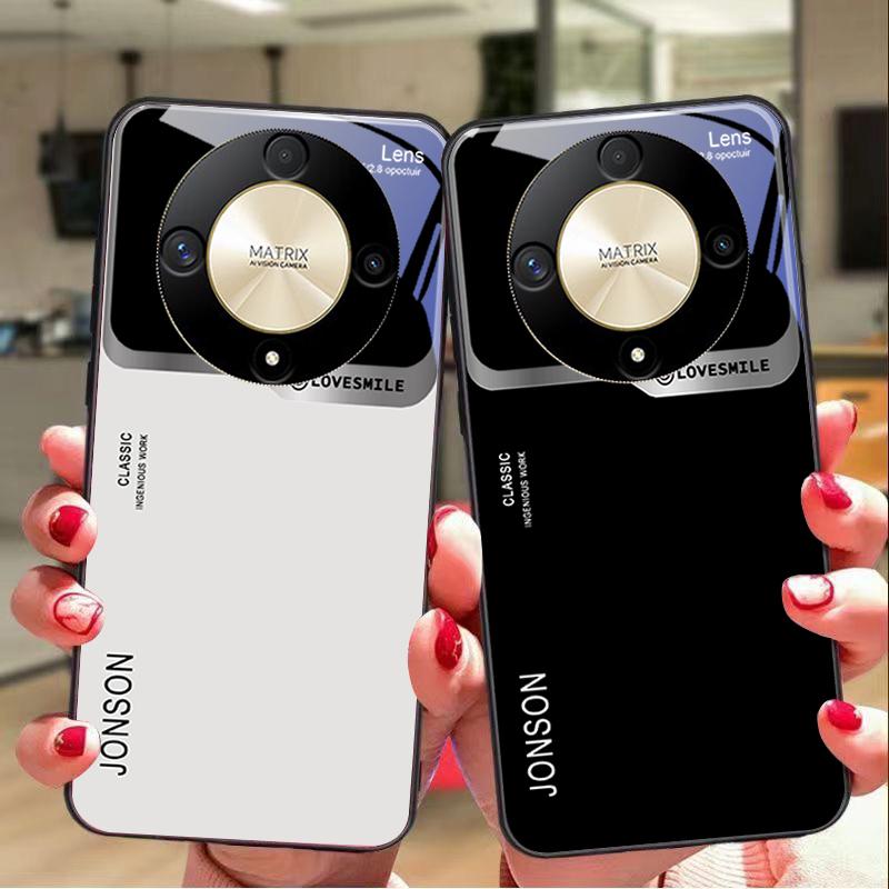 Large Window Green For Honor Magic 6 50 70 90 Lite X7b 200 Pro Nova 10 Nova 5T X6 P30 Pura 70 Ultra Tempered Glass Phone Case
