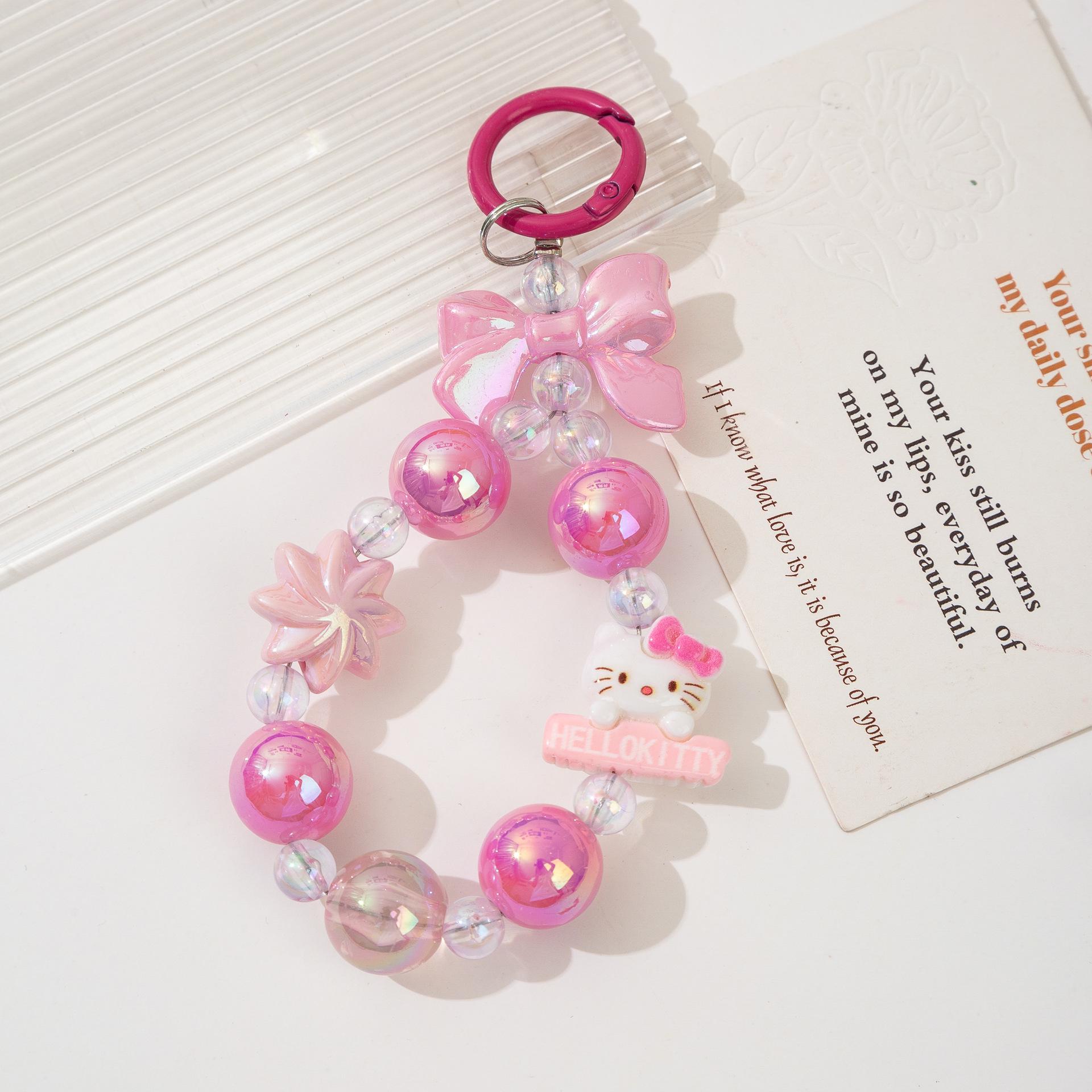 Colorful Sanrio Bow Cartoon Beaded Phone Chain  Keychain
