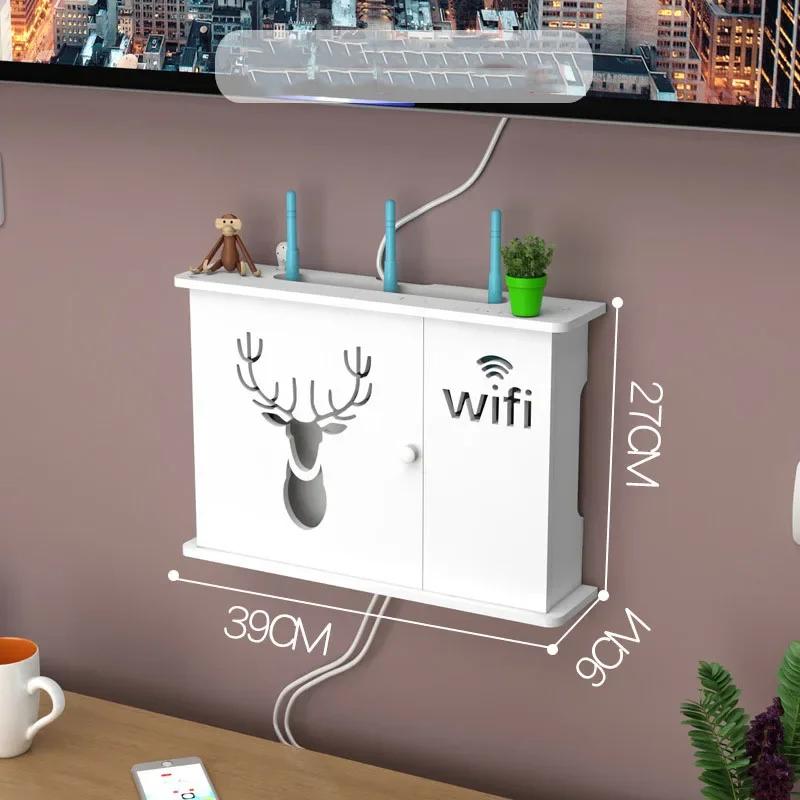 Mounted Wireless Wifi Router Rack Wall Hanging Plug Board Bracket Cable Organizer PVC Panel Shelf Home Decor Storage Box Wall
