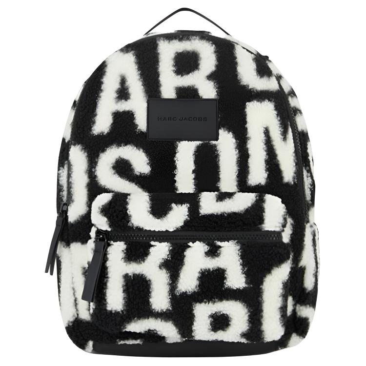 Marc Jacobs The  Fleece Letter Print Polyester Backpack Women backpack Black JVV1712736391498 Basic Set (Bag)