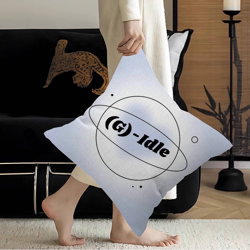 Popular K-Kpop Style Team I-Idles Cushion Cover Pillowcase Upholstery Sofa Throw Pillow Home Decor Pillowcas