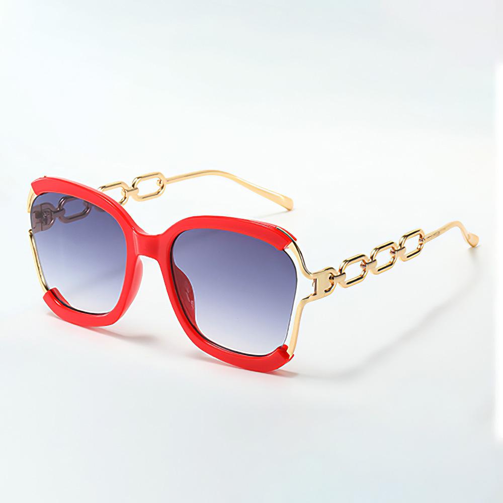 New Fashionable Sunglasses Women Gradient Lenses Golden Chain Decoration Unique Design Stylish Glasses for Women