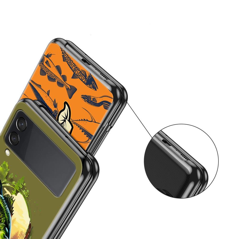 Hunting Fishing Man Hard PC Phone Case For Samsung Galaxy Z Flip 7 6 5 4 Black Cover For Galaxy Z Flip 3 Foldable Fundas Shell