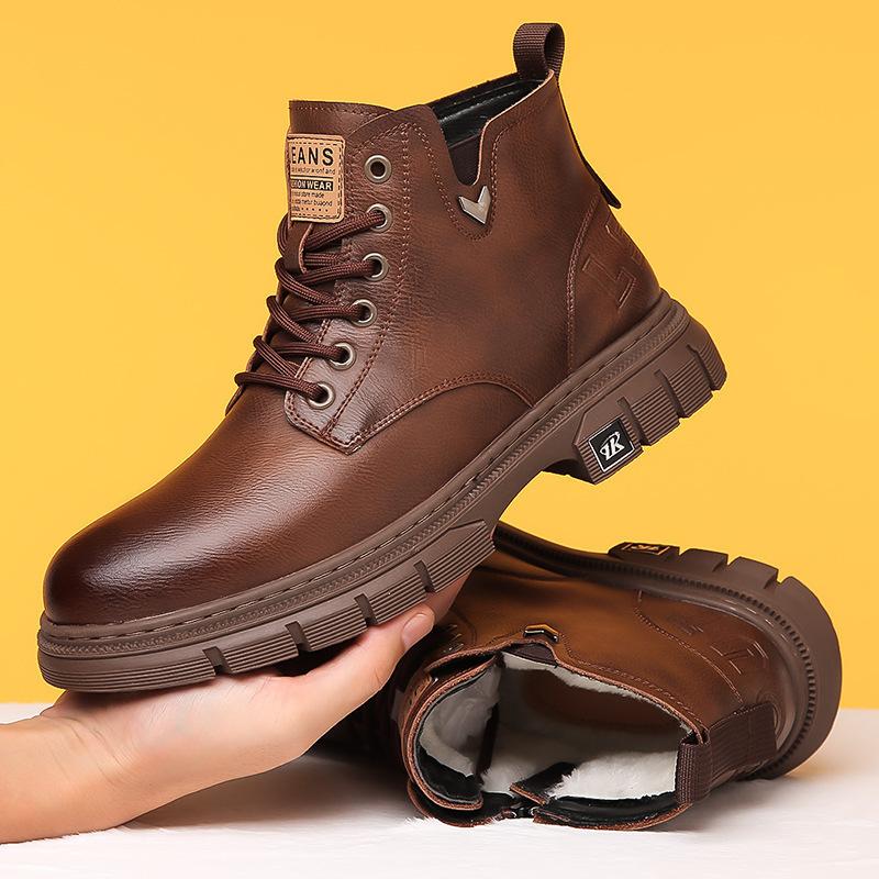 New fashion Martin boots men's autumn and winter new thick-soled heightening retro tooling boots