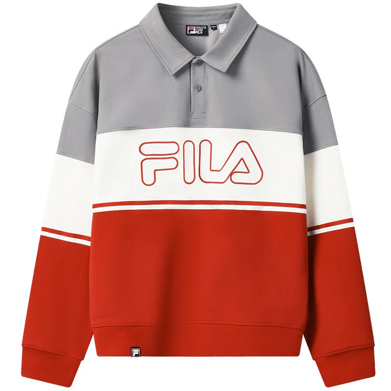FILA Men s Color Block Knitted Long Sleeve Polo Shirt XL