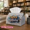 1pc, 2D Flat Printing, Tissue Box Birthday Card Pattern Printed Tissue Box, Suitable for Bathrooms, Living Rooms, Bedrooms, Dressing Tables, Coffee Ta