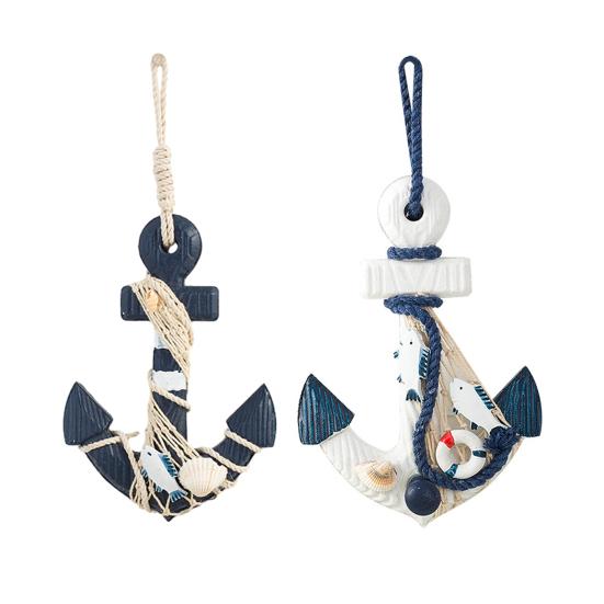 Nautical Wooden Ornament with Rope Beach Ocean Theme Wall Art Rustic Coastal Door Hanging Ornament for Bedroom Living Room Decor