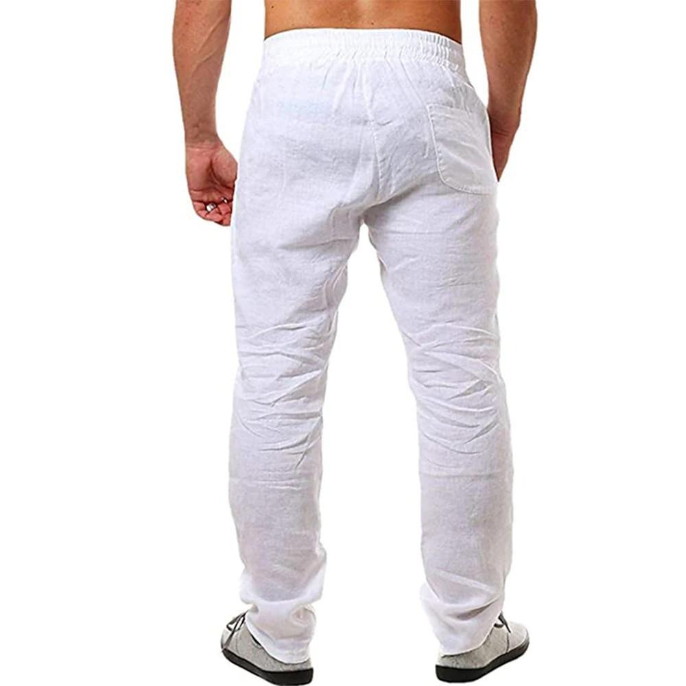 Pantaloni di lino in cotone da uomo autunno maschile nuovi pantaloni di lino tinta unita traspiranti Fitness Streetwear S-3XL