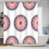 6-Piece Mandala Shower Curtain Set Boho Decor Bath Curtains With Rod And Rings (Pink Navy Blue) [B201]