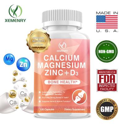 Xemenry Kalzium Magnesium Zink Kapseln mit Vitamin D3 für Männer und Frauen, Starke Knochen & Zähne, Fördert die Gesundheit von Herz & Nervensystem