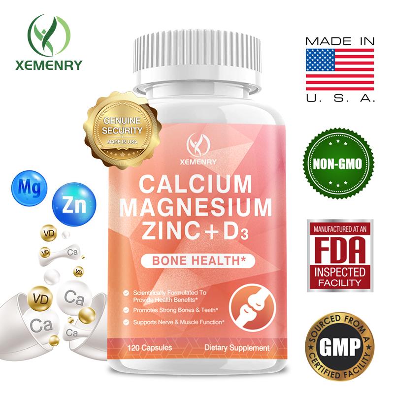 Xemenry Calcium Magnesium Zinc Capsules with Vitamind3 for men and women , Strong Bones & Teeth, Promotes Heart & Nerves System Health