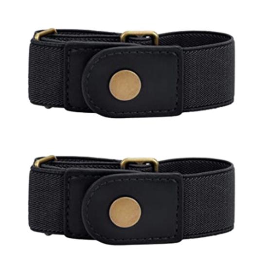

2Pcs/Set Stretch Belt Elastic Unisex One Size Stylish Simple Buckle-Free Belt for Girl чорний
