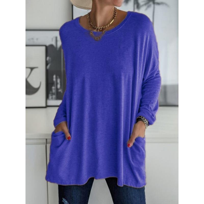 

Round Neck Long Sleeved Loose Casual Women s T-shirt S