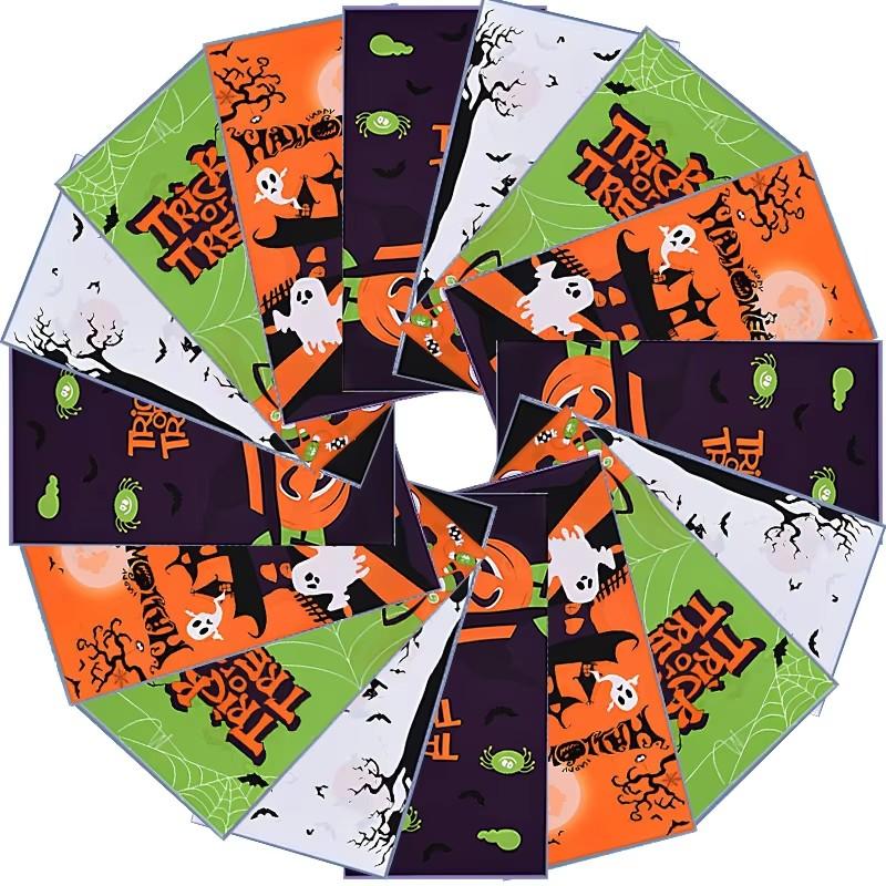 50PCS Pack Halloween Candy Bag Assorted Styles Pumpkin Ghost Bat Halloween Party Supplies Trick or Treat Gift Goodie Bag