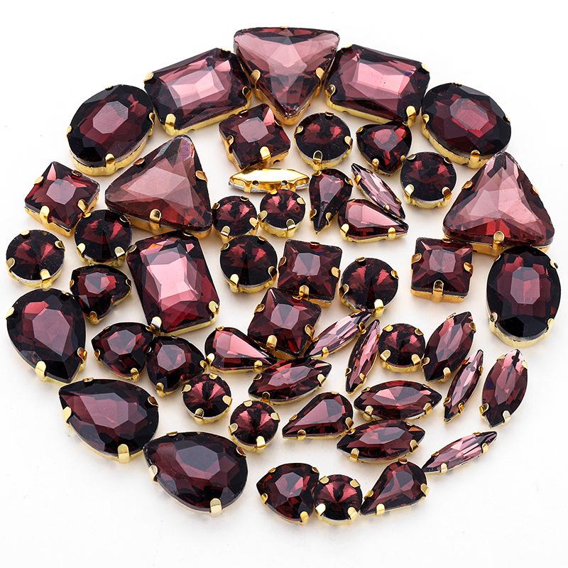 50 Perle di Cristallo a Griffa Singola da Cucire a Mano Trapanino Accessori Fai da Te per Abbigliamento Accessori Matrimonio Trapanino a Griffa da Cucire a Mano con Fori Perline Strass da Cucire