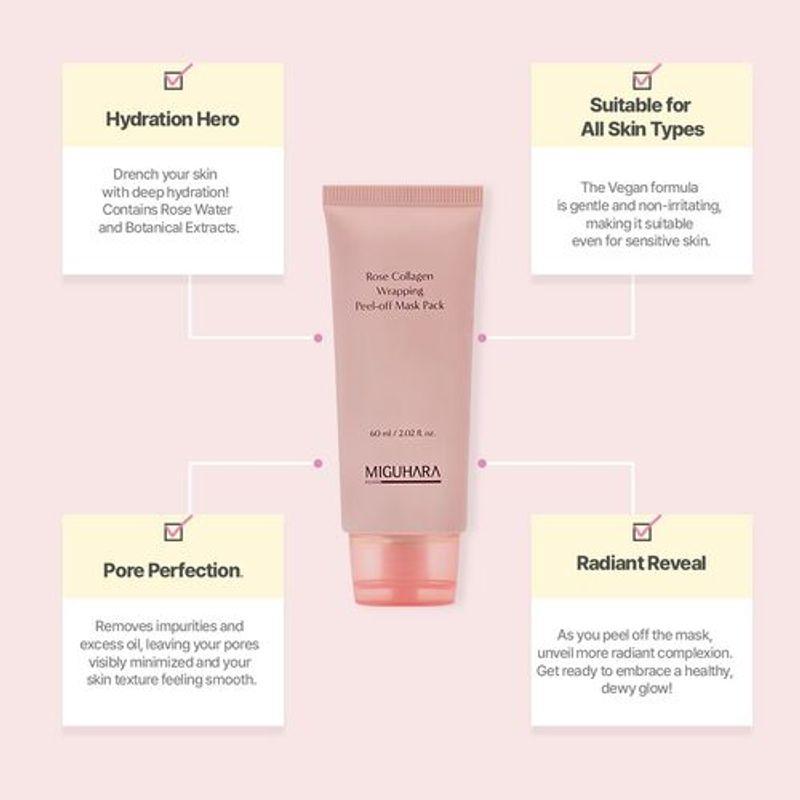 MIGUHARA Rose Collagen Wrapping Peel Off Mask Pack 60ml