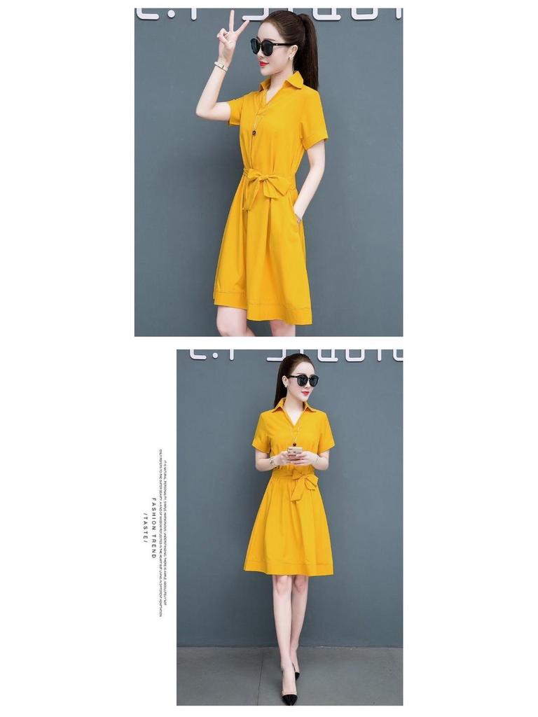 2024 Women's Summer Slimming Dress - Stylish, Belly-Concealing with Skirt Collar