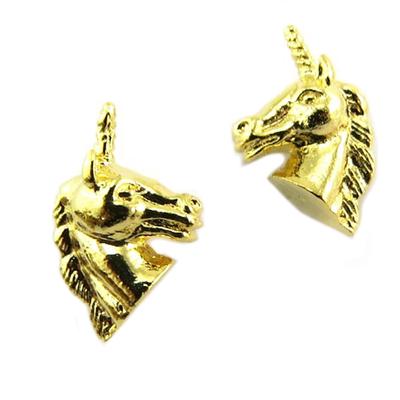 [P8199] - Boucles artisanales 'Licorne My Unicorn' doré - 10x10 mm