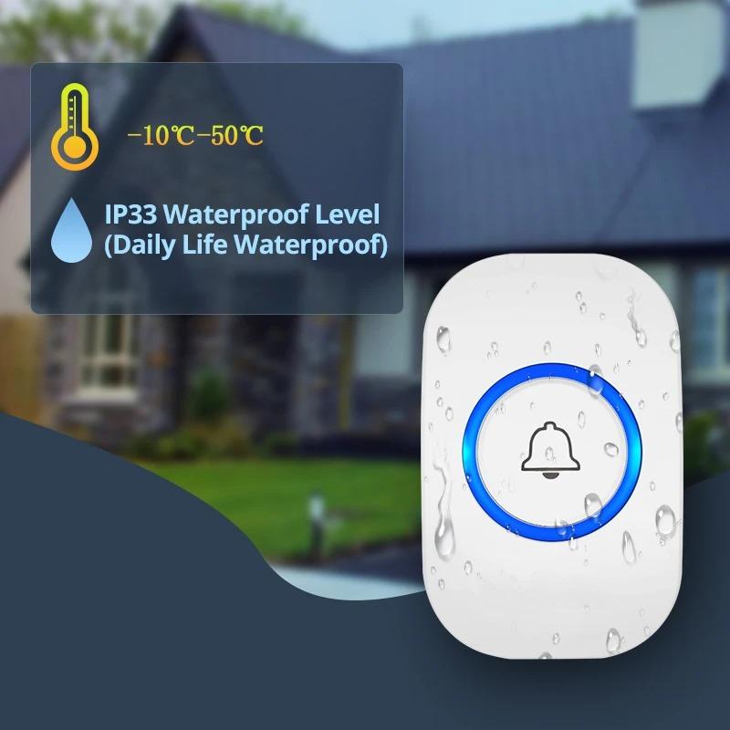 Wireless Waterproof Doorbell Doorbell Waterproof Wireless Chime Home Doorbell Intelligent 32 Songs Smart Doorbell Alarm With Battery