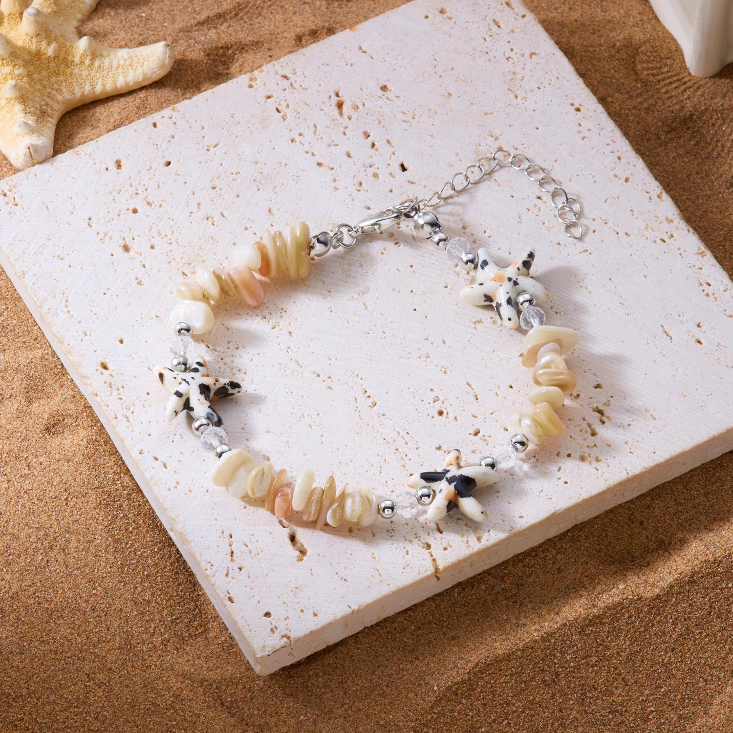 

Bohemian Imitation Shell Gravel Beads Bracelet for Women Handmade Irregular Crush Stone Starfish Bracelet Summer Beach Jewelry