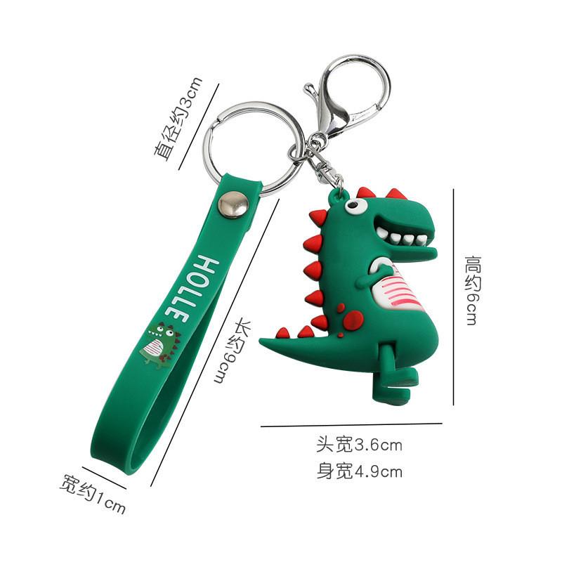 Cute Cartoon Dinosaur Rubber Keychain Adorable Car Bag Charm For Women