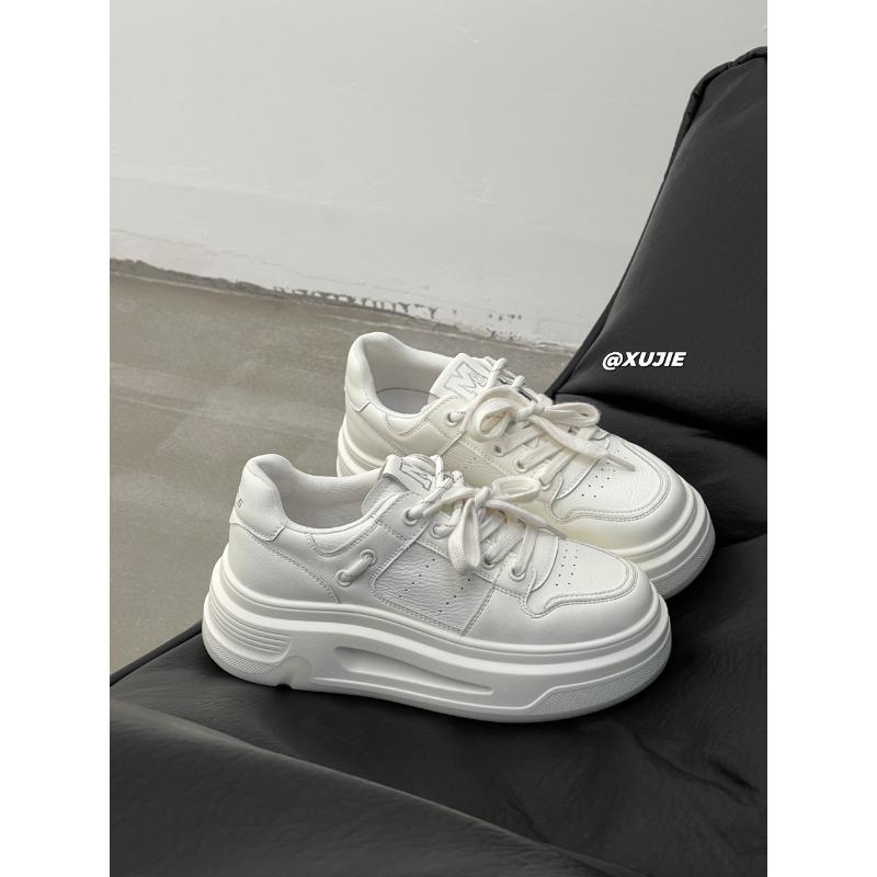 Spring and autumn new trendy lightweight non-slip thick sole heightening casual board shoes leather white shoes women