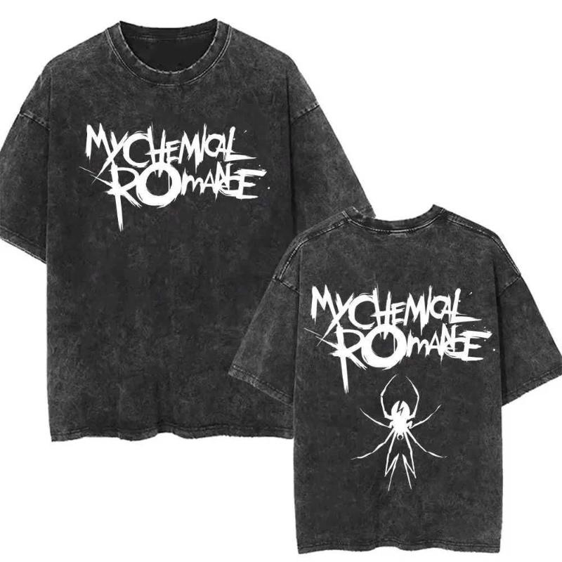 

Винтажные стираные футболки с принтом My Chemical Romance Женские Мужские Летние Уличная одежда Ретро Повседневная Мода Короткий рукав Стираные футболки M