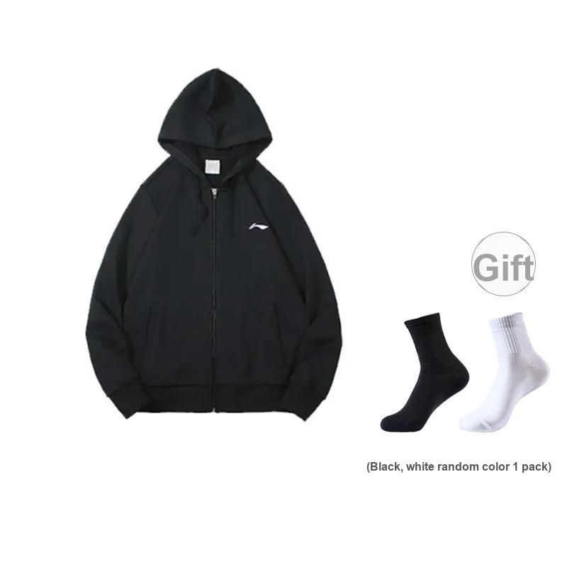 Li-Ning Casual Sports Zip-Up Hoodie Jacket Men jackets Standard-Black AWDR567-1