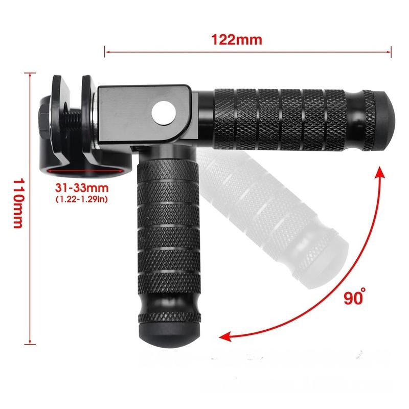 Klappbare Hinterradrasten mit Stützstrebe CNC-gefräst für Motorräder und Elektrofahrräder Kompatibel mit 31 33mm Rahmenrohren