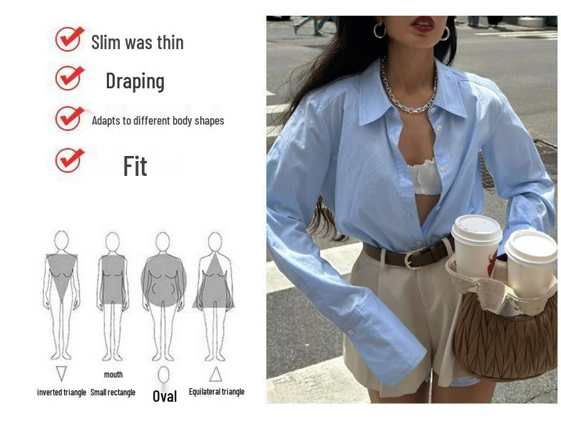 2026 Spring/Summer Women's Blue Long Sleeve Loose Cardigan Top