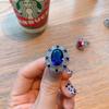 Pendant Necklace Women'S Creative Micro-Inlaid Zircon Sea Blue Red And Blue Women'S Ring