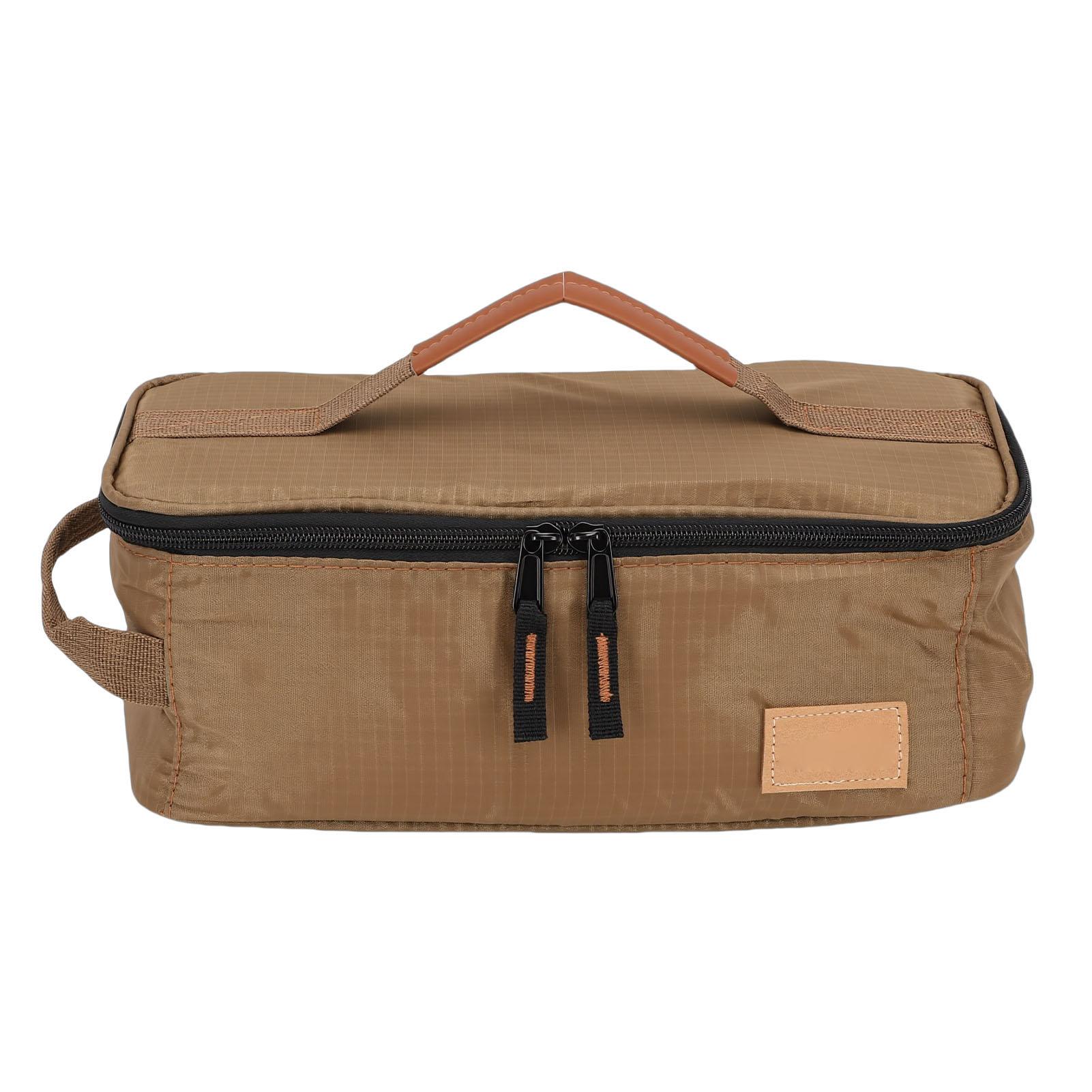 

Сумка для туристической посуды 210D в клетку, утепленная, для кухонных принадлежностей, дорожная сумка с ручкой из ПУ для барбекю, пикника, цвет хаки хаки