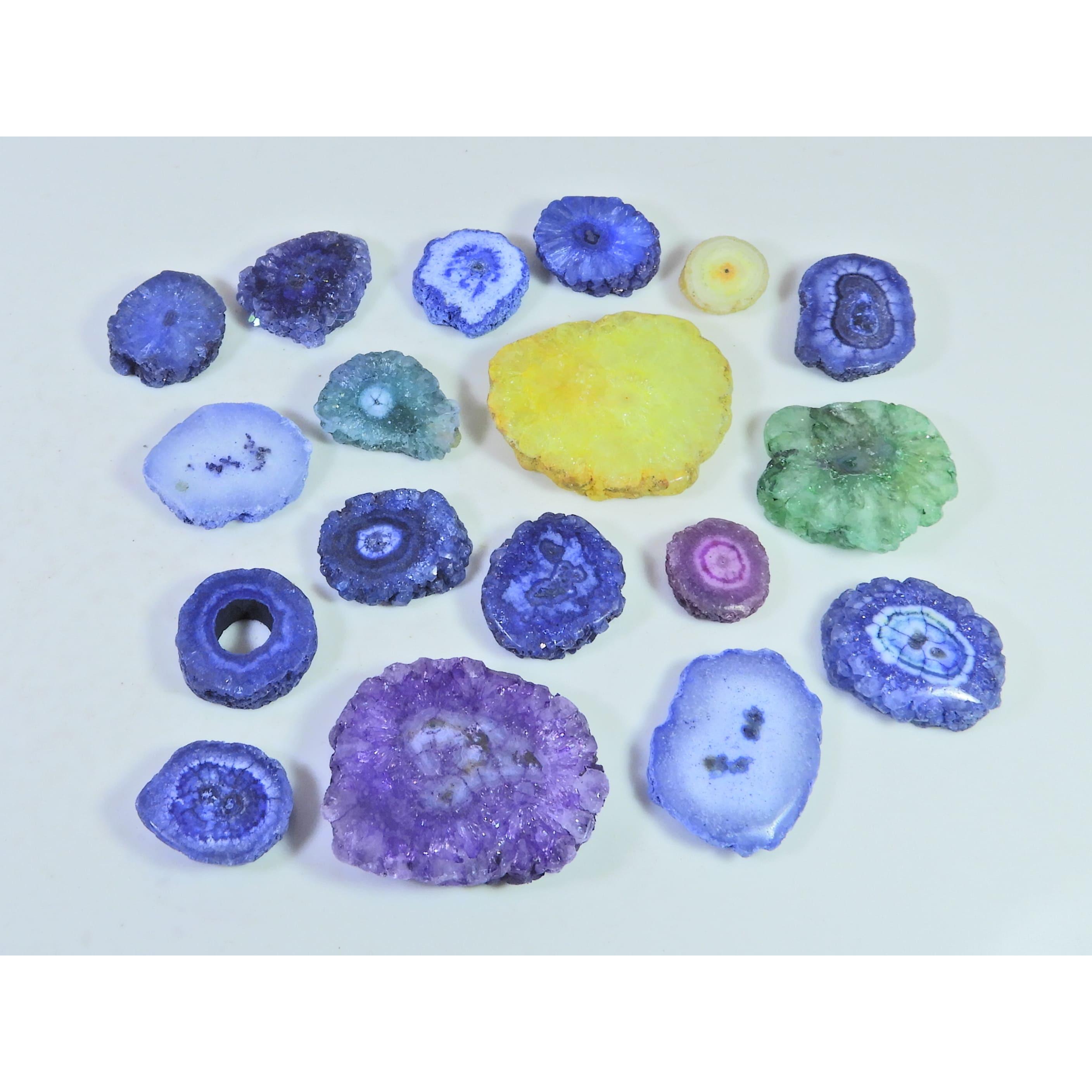 330Cts. Dyed Soalr Druzy Agate Mix Shape Cabochon Loose Gemstone 18Pcs Lot C-1749