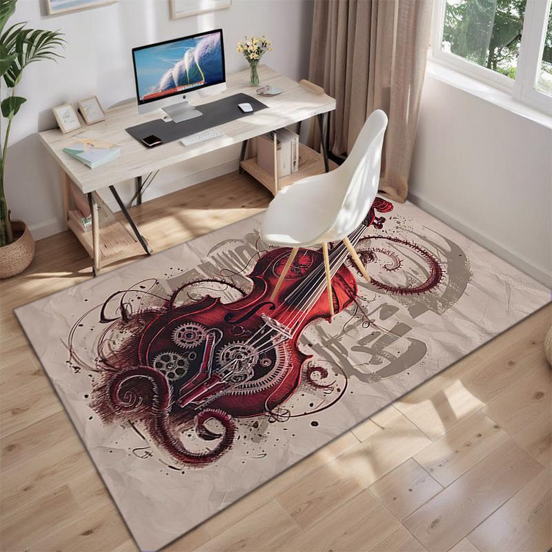 1Pc Musical Elements Printed Circular Carpet, Home Door Mat, Outdoor Travel Protection Carpet A9