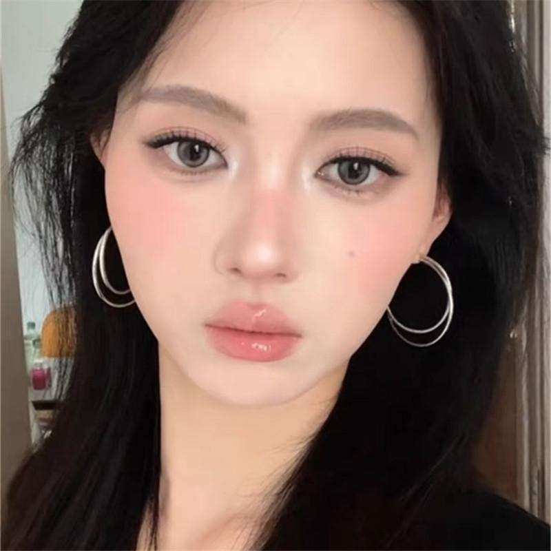 Zoozmini simple cold style double circle large earrings feminine high-end design earrings hot girl versatile earrings