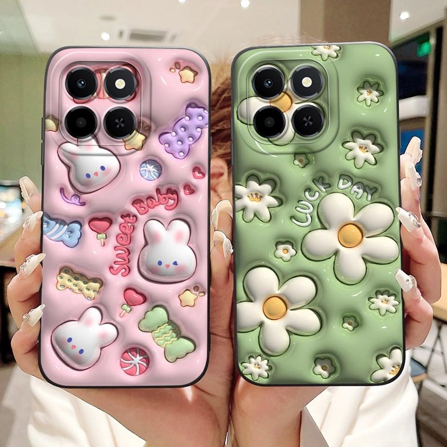 For Honor X6c Case New Fashion Cartoon Luxury Girly Painting Funda For Huawei Honor X6C X6 C X 6C Cover Matte Liquid Silicone