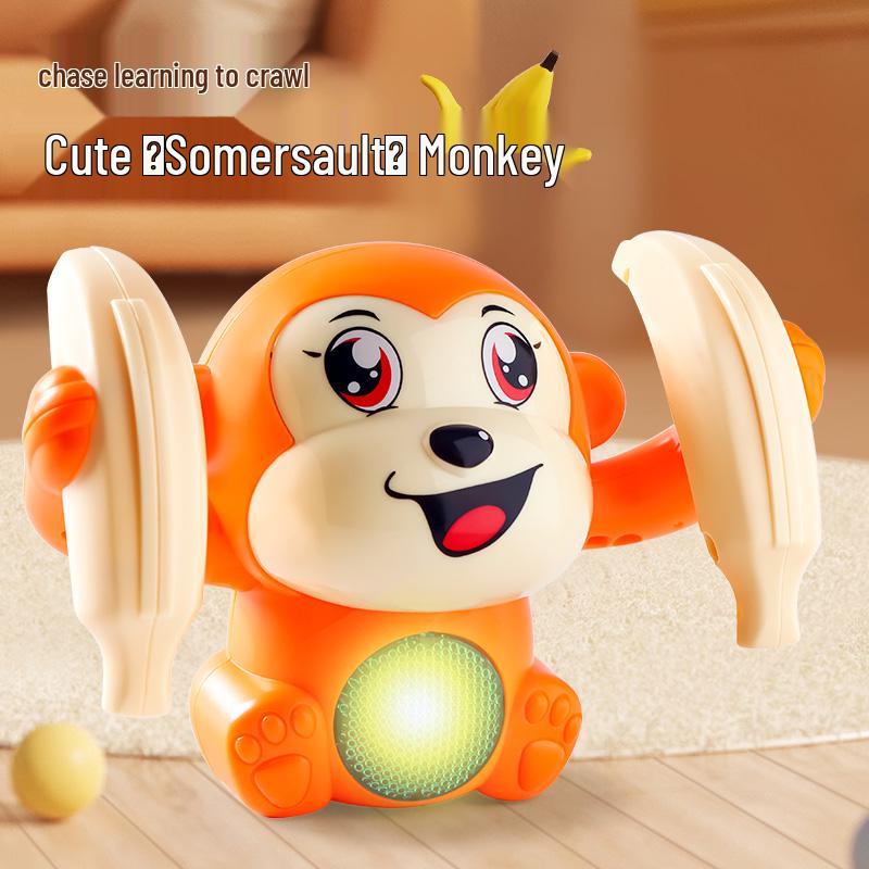 Rolling Voice-Controlled Monkey Doll: Crawling and Somersaulting Toy