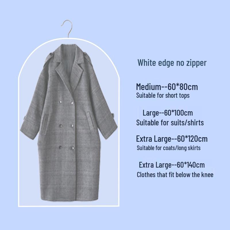 

Transparent Hanging Garment Dust Cover for Long Coats, Jackets, and Suits 80cm