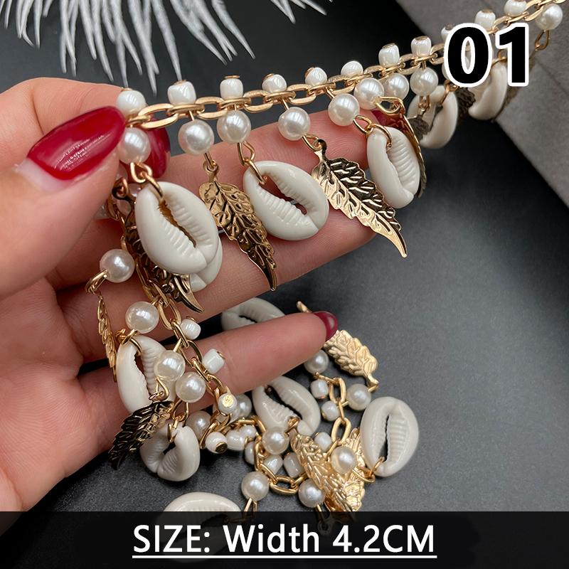 1M Ethnic Style Metal Sequin Chain Trim Sewing Tassels Fringe Beaded Ribbon Fringe Trim Diy Craft Waist Chain Garment Accessory