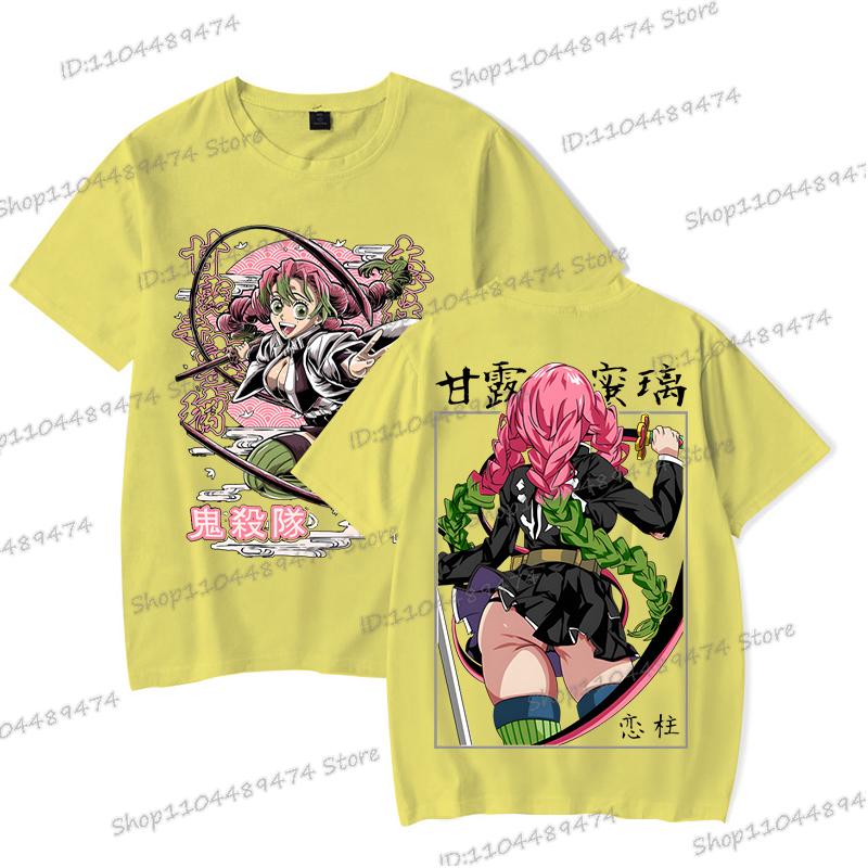 Kimetsu No Yaiba Cartoon T-shirt Aesthetics Vintage Kanroji Mitsuri Fashion Y2K Tops Short Sleeve Japanese Styles Men Women Tee