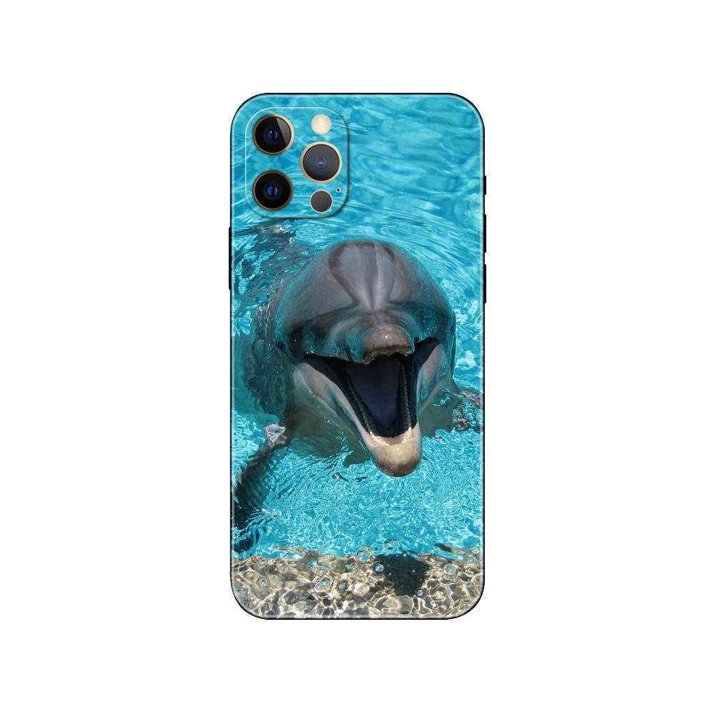 Schwarze TPU-Hülle für iPhone 5 5s se 2020 6 6s 7 8 plus x 10 XR XS 11 12 13 mini pro MAX Rückseite Ozean Delfin Tanzen Springen
