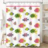 Colorful Fishes Shower Curtain Pattern Printed Fabric Waterproof Bath Mat Decor Home Decoration Available In Various Sizes For K