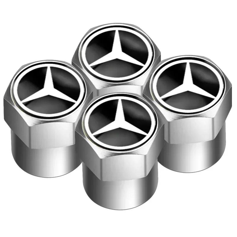 

New For Mercedes Benz 4Pcs Car Wheel Tire Air Valve Caps Stem Cover with Color Brand Logo for Mercedes benz A B R G Class GLK GL