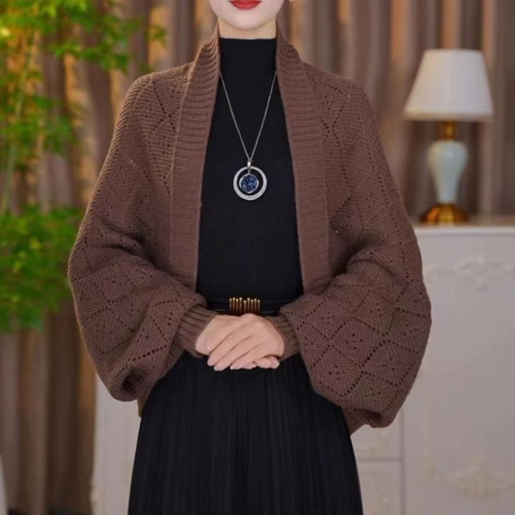 Autumn/Winter New Arrival: Knitted Close-Weave Check Shawl Warm, Versatile, Stylish & Elegant Cardigan Fashionable Outerwear