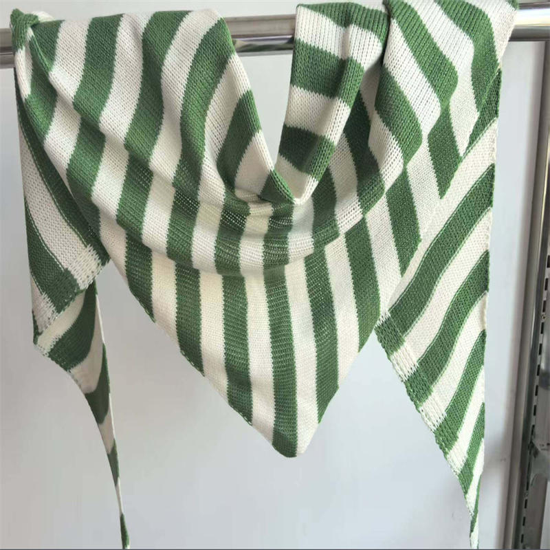New Women Wool Scarf Shawl Winter Warm Soft Knitted Striped Triangle Fashion Brand Bandana Lady Wool Scarves