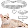 3 Pieces Bling Rhinestones Pet Collars Glitter Pendant Dog Collars Adjustable Crystal Cat Collar Elastic Pet Necklace for Small Pet Cat Dogs Puppy