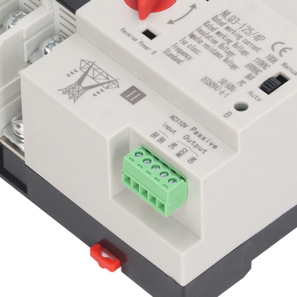 Dual Power Automatic Transfer Switch 4P Millisecond Fast Switching Controller AC110V 100A Mains Type