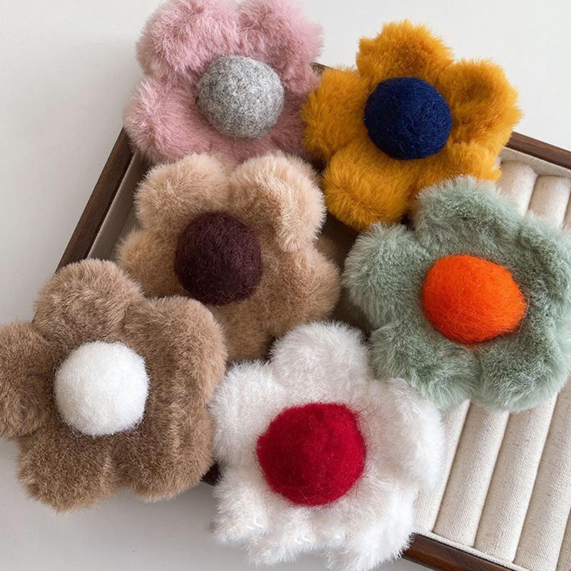Plush Flower Hair Claw Large Shark Clip Simple Barrettes Crab Hair Clips Hairgrips Autumn Winter Hair Accessories